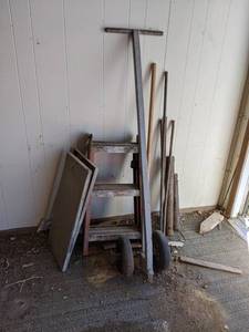 lot 870 image: Trailer Moving Dolly, Small Ladder and More - NO SHIPPING