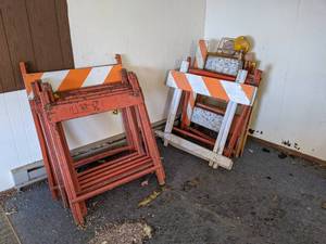 lot 863 image: Lot of (13) A-Frame Barricades - Some are bent up - NO SHIPPING