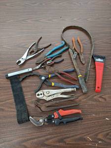 lot 720 image: Lot of Assorted Pliers, Crimper, Strap Wrenches and More - SHIPPING AVAILABLE