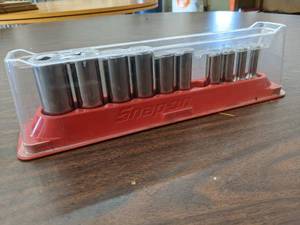 lot 741 image: SNAP-ON SAE deep Well Socket Set - 38 Drive - 6 Point - 78 to 14 (10 Sockets) - 1 Missing - SHIPPING AVAILABLE