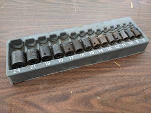 lot 745 image: SNAP-ON Impact Socket Set - 38 Drive - 6 Point - 24mm to 8mm (14 Sockets) - SHIPPING AVAILABLE