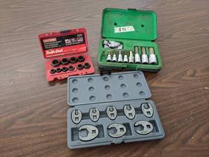 lot 757 image: Craftsman Bolt Extractor Kit, SK Hex Socket Kit and Evercraft Crow Foot Wrench Set - SHIPPING AVAILABLE