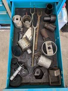 lot 791 image: Lot of Hex Truck Spindle Nuts and Ball Joint Separators - Drawer NOT Included - SHIPPING AVAILABLE