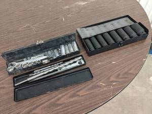 lot 809 image: Pittsburgh deep Well Impact Sockets - 34 Drive - 1316 to 1-12 (8 Sockets)  Assorted Sockets and Drill Bits - SHIPPING AVAILABLE