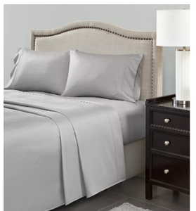lot 93 image: Brand New Madison Park 600 Thread Count 100% Cotton California King Sheet Set-Light Grey Color