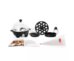lot 21 image: Brand New Dash Rapid 6-Egg Cooker with Deviled Egg Kit and Recipes