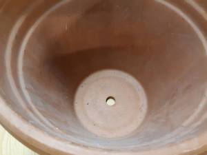lot 251 image: Large Clay Flower Pot - Measures about 18 Diameter at the top and 16 High