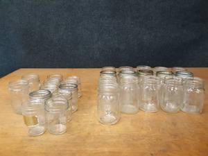 lot 250 image: Lot of (28) Pint & Jelly Jar Ball & Kerr Mason Canning Jars
