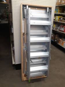 lot 130 image: Louisville Aluminum Attic Ladder - Fits Ceiling Heights of 10 to 12 - Rough Opening is 25.5 x 63 - 350 LB Capacity