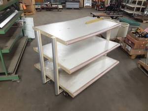 lot 145 image: Rolling 3-Tier Shelf  Worktable - Measures about 52 x 40 x 40