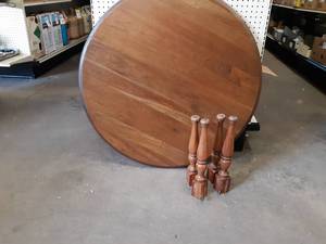 lot 204 image: Round Solid Wood Table - 38 Diameter x 17 High