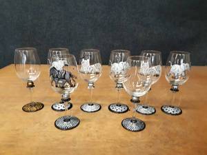 lot 225 image: Lot of (8) Animal Theme Wine Glasses - Each is about 9 Tall