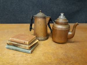 lot 232 image: Copper Coffee Pots and Vintage Books