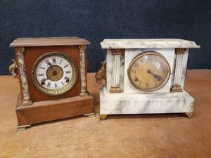 lot 234 image: Pair of Antique Mantle Clocks - Sessions & WM Gilbert Clock