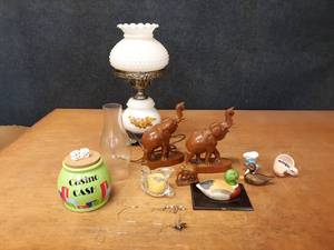 lot 272 image: Wood Carved Elephants, Nipple Cup and More