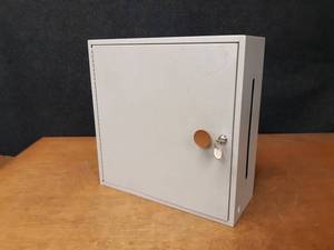 lot 284 image: Metal Locking Ballot  Storage Box - 18 x 18 x 7