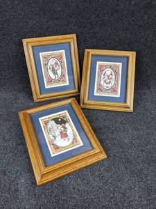lot 240 image: Marilyn Gassadre Framed and Matted Prints - Miles to Go, Rose Santa, and Santas Cherub