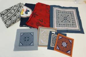 lot 86 image: Quilt squares and scarves