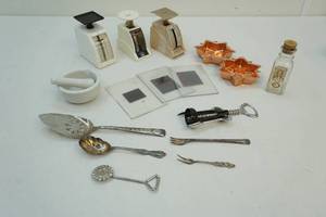 lot 97 image: Vintage flatware, bottle, and kitchen items