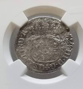 1765 SPANISH SILVER 2 REALES SHIPWRECK EFFECT FROM EL CAZADOR NGC CERTIFIED