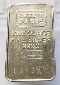 1 TROY OZ. .999 FINE SILVER BAR CREDIT SUISSE