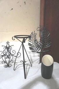 Metal dcor and ceramic vase