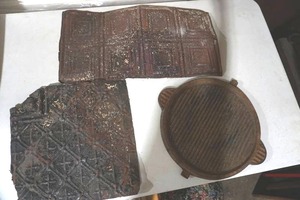 Fire pit grill and ceiling tiles