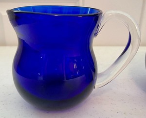 lot 9 image: 3 Cobalt Glass Pitchers