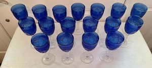 lot 4 image: Cobalt Blue Glass Wine Stemware