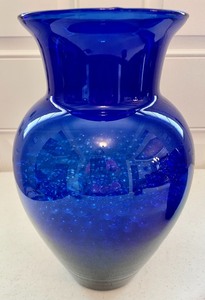 lot 13 image: 3 Cobalt  Blue Glass Vases