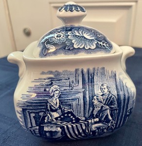lot 26 image: Liberty Blue Teapot with Creamer & Sugar Caddies