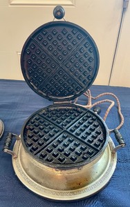 lot 45 image: Silver Plated Teapot with a Stand and a Vintage Waffle Maker