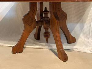 lot 144 image: Vintage Wooden Table With Marble Top
