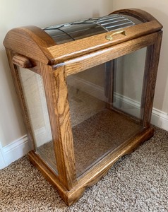 lot 326 image: Vintage Leaded and Beveled Glass Quilt Display Cabinet