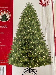 lot 361 image: GE 7 Foot Pre-lit Just Cut Grand Spruce Tree