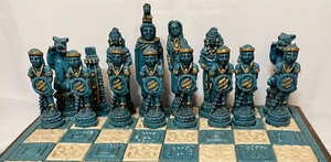 lot 443 image: Wonderful Wood Stone Chess Set