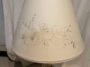 lot 184 image: Brass Table Lamp With Cut Paper Shade