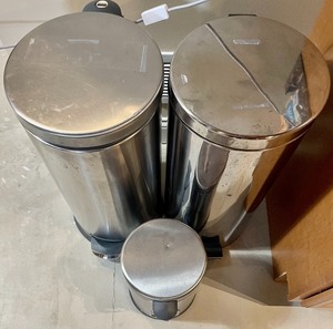 lot 479 image: 3 Stainless Steel Garbage Cans