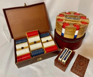lot 294 image: Vintage Leather Elite Poker Chip Case and More
