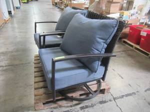 Hampton Bay Conversation Chair with CushionGuard Sky Blue Cushions (2-Pack) H153-01196400