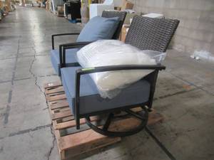 Hampton Bay Conversation Chairs with CushionGuard Sky Blue Cushions (2-Pack) H153-01196400