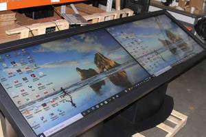lot 51 image: Ideum Pano Mosaic 100 8K Computer  Video Touch Table with Dual 55 Ultra High Definition Touch Displays