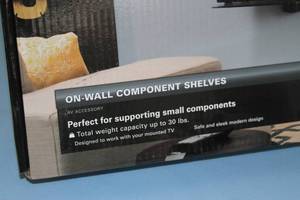 lot 130 image: Sanus Dual Shelf On-Wall Under TV Component Shelving System - New in Box