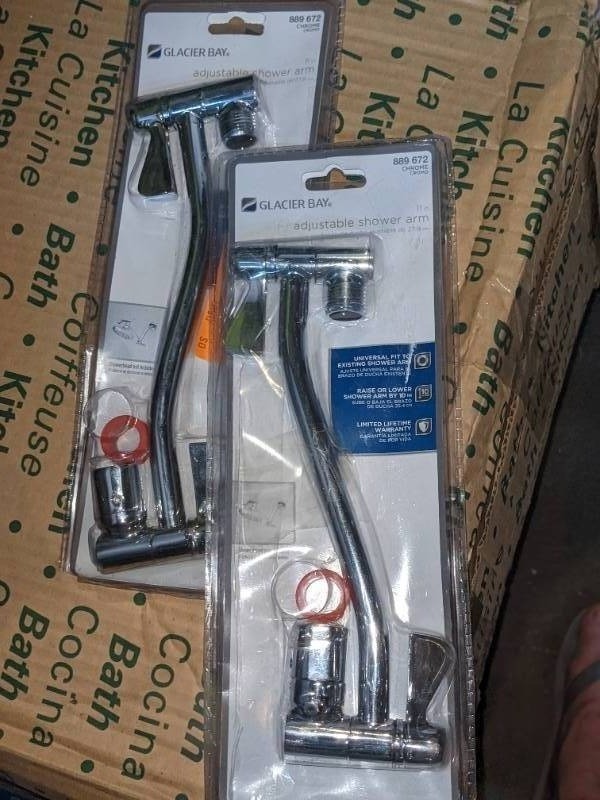 lot 68 image: Lot of 5 Glacier Bay 889 672 Swing Style Shower-Arms, Chrome