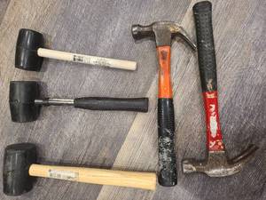 lot 96 image: RUBBER MALLETS (3) & HAMMERS (2)