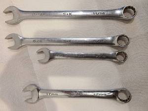 lot 13 image: SK Professional Tools 12-Point Fractional Wrench  Long Combination Chrome Wrench with SuperKrome Finish, Made in USA