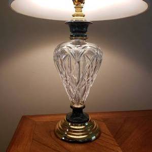 Waterford Crystal with Green Granite Accents Table Lamps