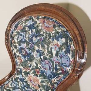 Vintage Carved Walnut Victorian Style Slipper Chair