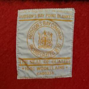 Vintage Hudsons Bay 6 Point Wool Red & Black Blanket