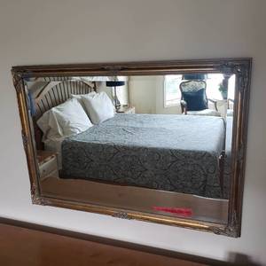 Ornate Gold Gilt Beveled Glass Wall Mirror